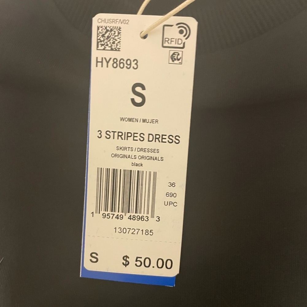 Adidas 3 stripes dress black leopard women's size SMALL - Picture 4 of 6